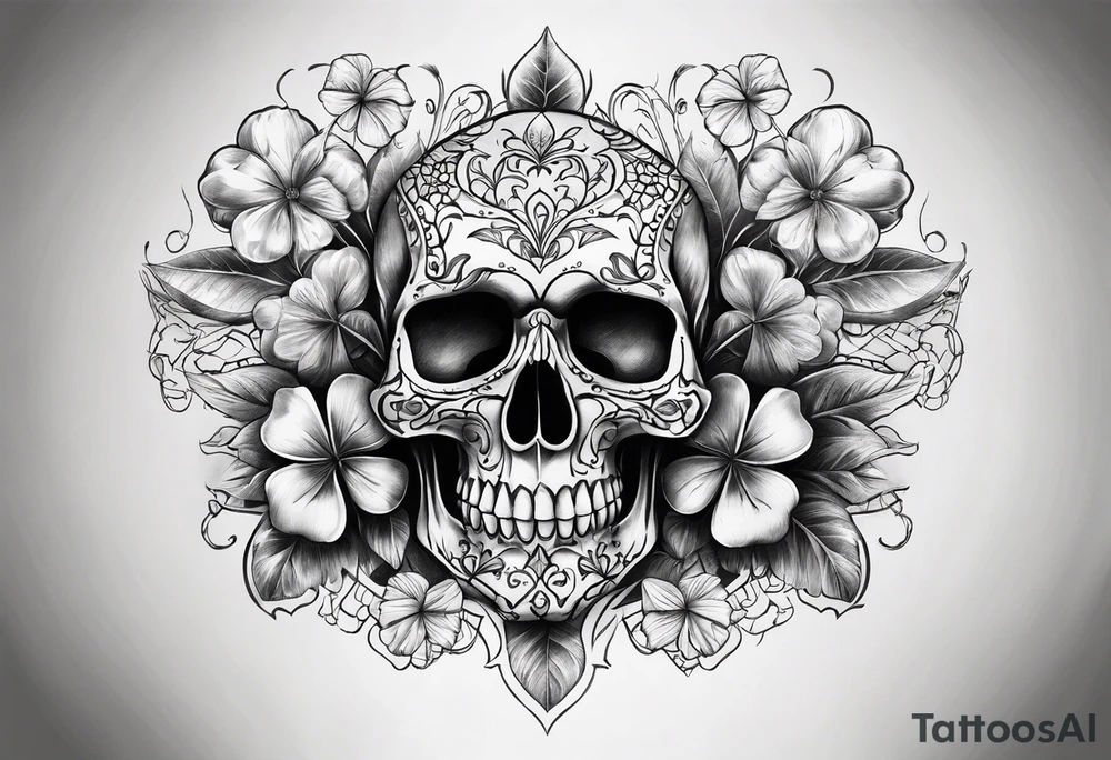full chest tattoo with 4 leaf clover and skull inside tattoo idea full chest tattoo with 4 leaf clover and skull inside tattoo idea