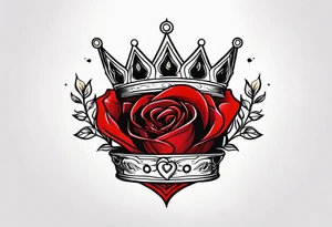 the red rose queen's golden crown with a heart tattoo idea