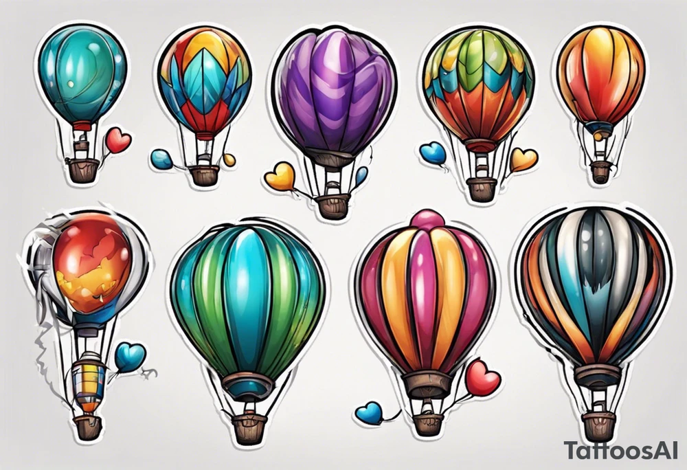 coloful balloons tattoo idea