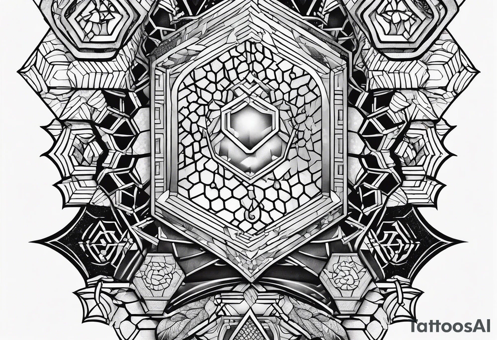 honey comb sleeve tattoo idea