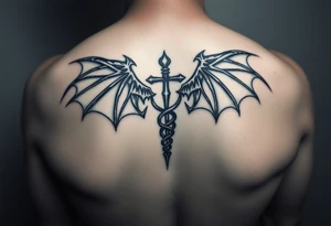Gothic emo thorns Caduceus tattoo but keep it simple make demon wings tattoo idea