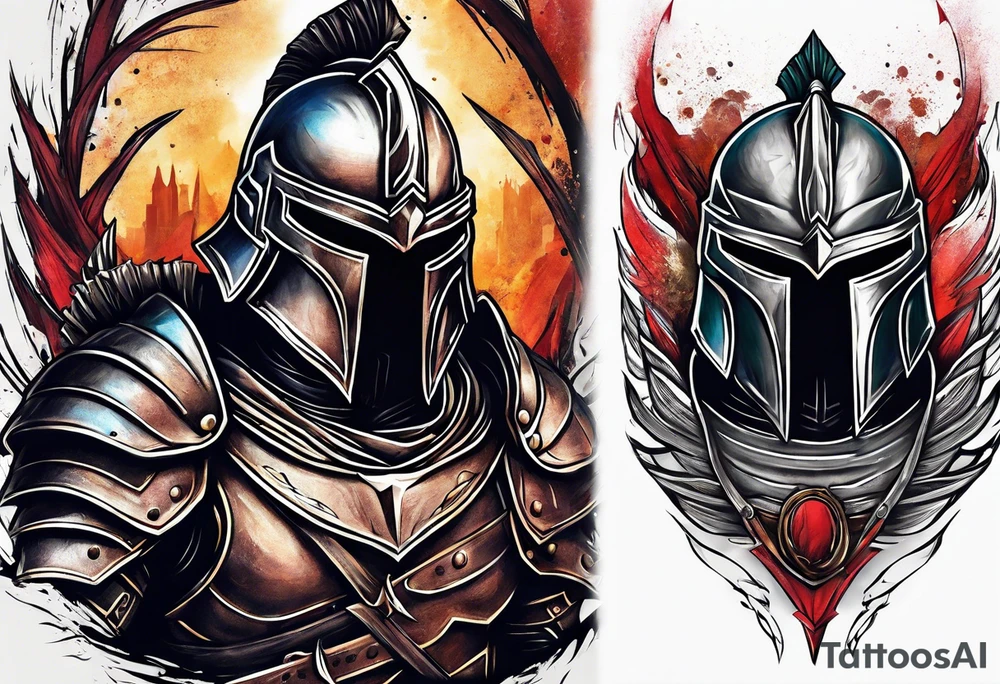 Faceless Spartan warrior tattoo idea