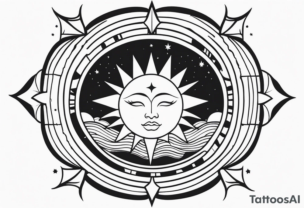 Celestial Sun Face tattoo idea