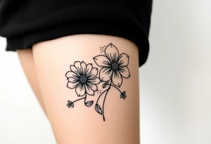 Honeysuckle, marigold, chrysanthemum, violet tattoo idea