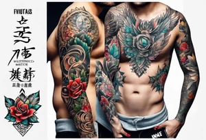 Full leg tattoo from hip to foot, temporary tattoo tattoo idea