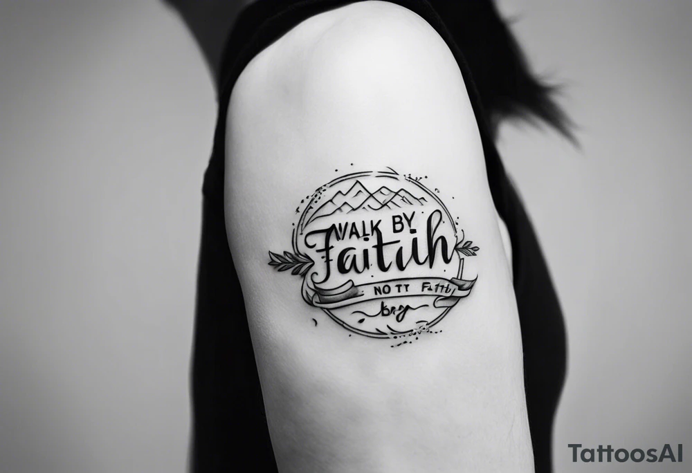 Horizontal inner bicep tattoo. “walk by faith, not by sight” modern tattoo tattoo idea