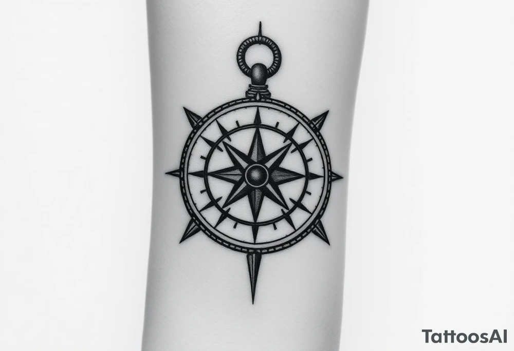 Strong meaningful compass tattoo idea