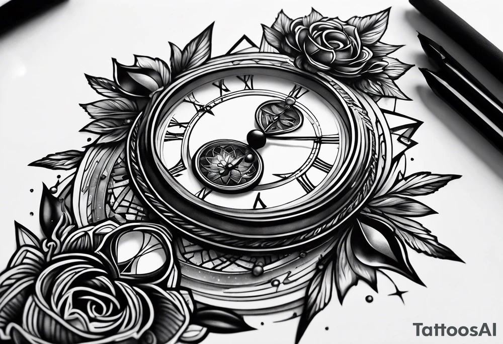 a galaxy inside an hourglass tattoo idea