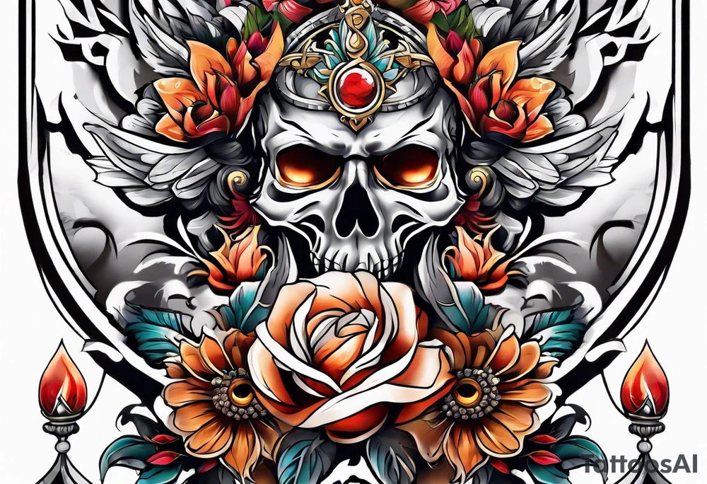 Forearm sleeve spirituality tattoo idea