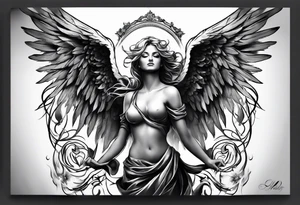 Angel with dominance tattoo idea