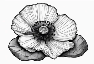 Poppy flower growing from a rock tattoo idea