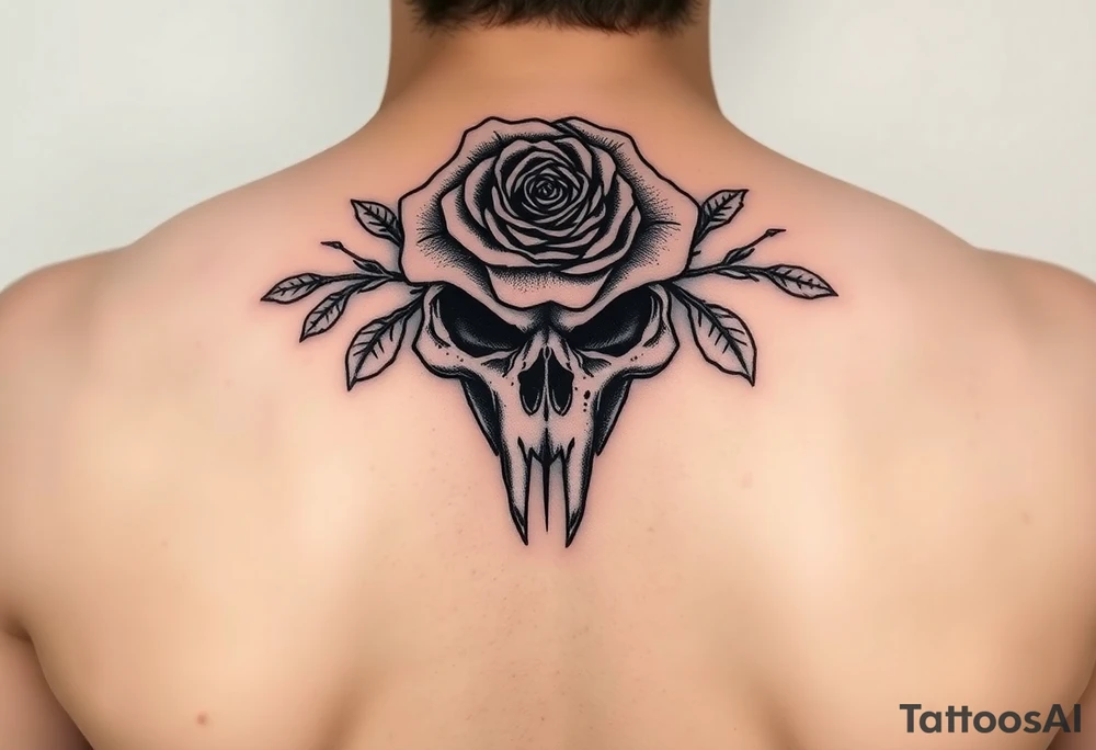 Alligator Tudor rose skull tattoo idea