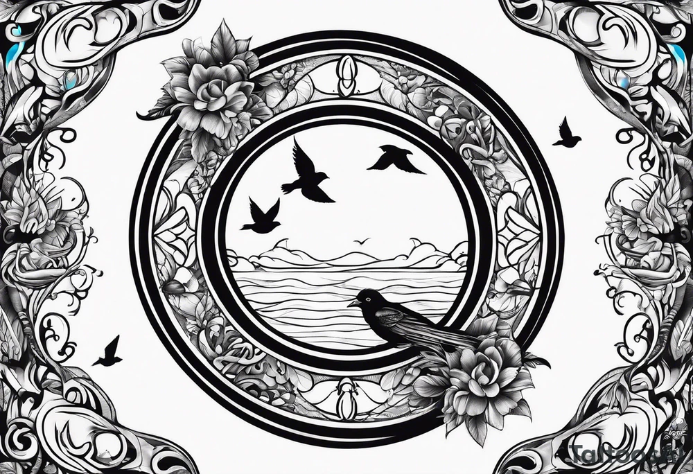 Infinity Symbol with birds and fish tattoo idea