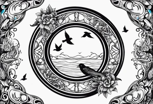 Infinity Symbol with birds and fish tattoo idea