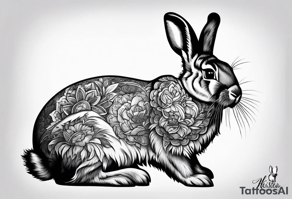 Bunny rabbit with Kirsty R written underneath tattoo idea
