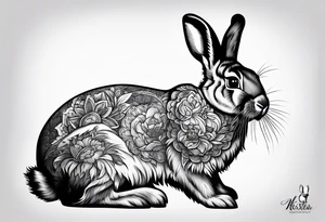 Bunny rabbit with Kirsty R written underneath tattoo idea