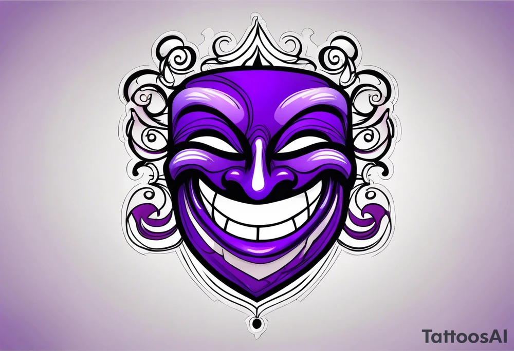 Laughing mask that is purple and black tattoo idea