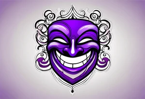 Laughing mask that is purple and black tattoo idea