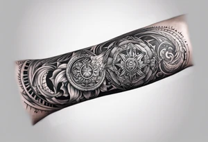 Long tattoo for forearm. Lovecraftian creature, with technological elements. tattoo idea
