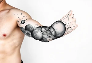 outer space, planets, stars, string theory multiverse tattoo idea