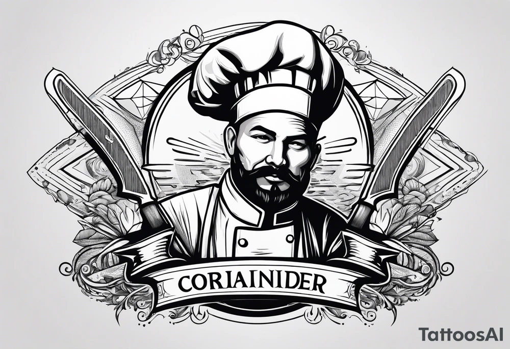 Corainder knife chef tattoo idea