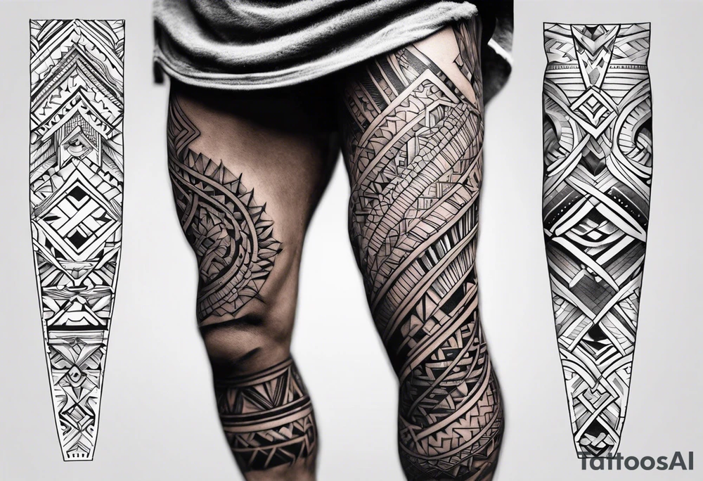 Male columbian tribal tattoo on leg tattoo idea