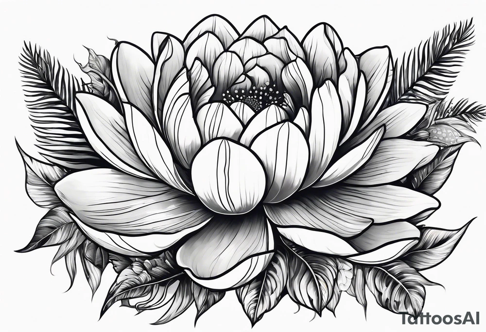 sea,, night, flower, palm, tattoo idea