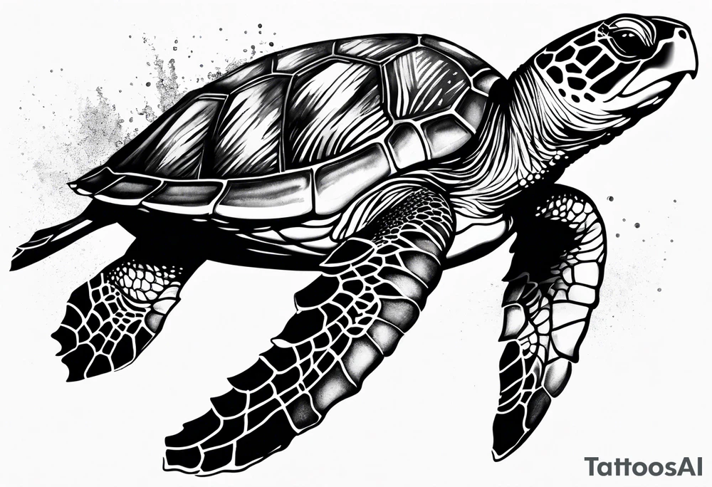 Feminine sea turtle tattoo idea