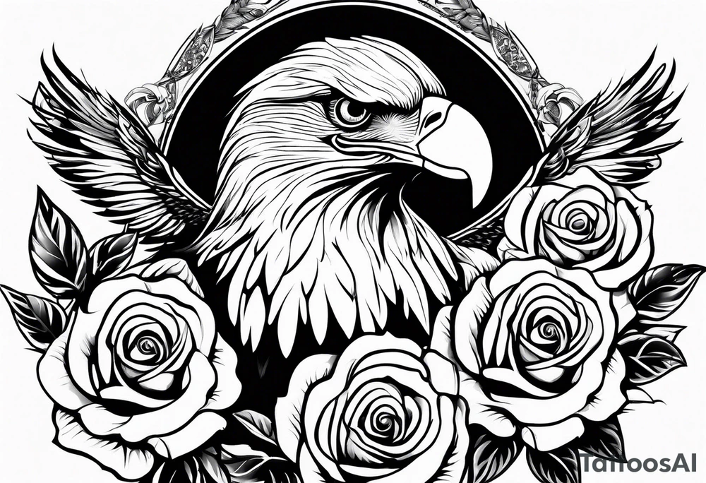 Eagle and rose tattoo idea