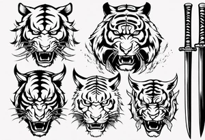katana demon tiger head tattoo idea