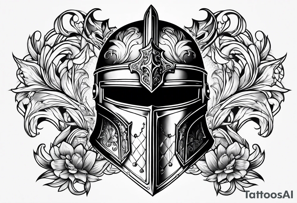 medieval knight helmet tattoo idea