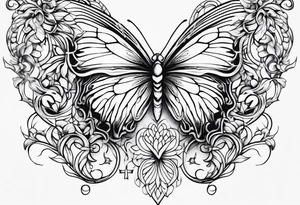 444 tattoo intertwine with vines and a butterfly tattoo idea