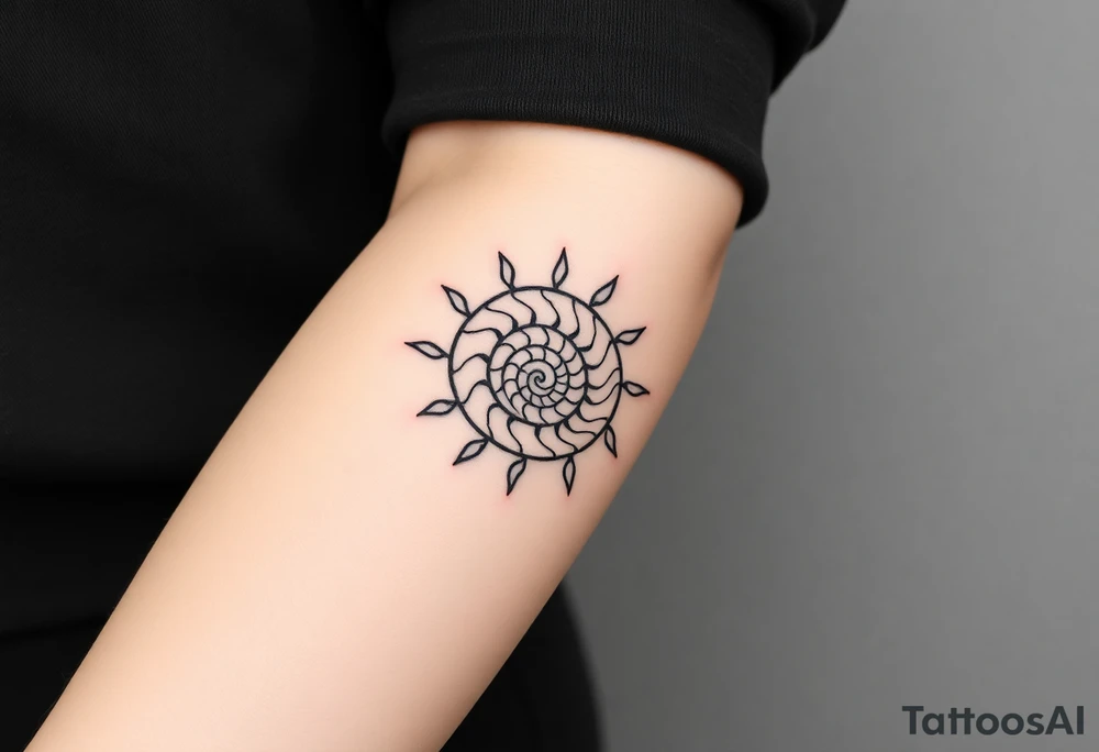 Fibonacci spiral shell sun tattoo idea