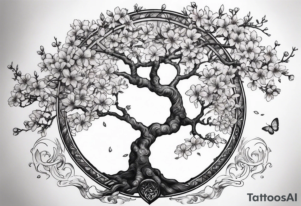 Tree of life cherry blossoms tattoo idea