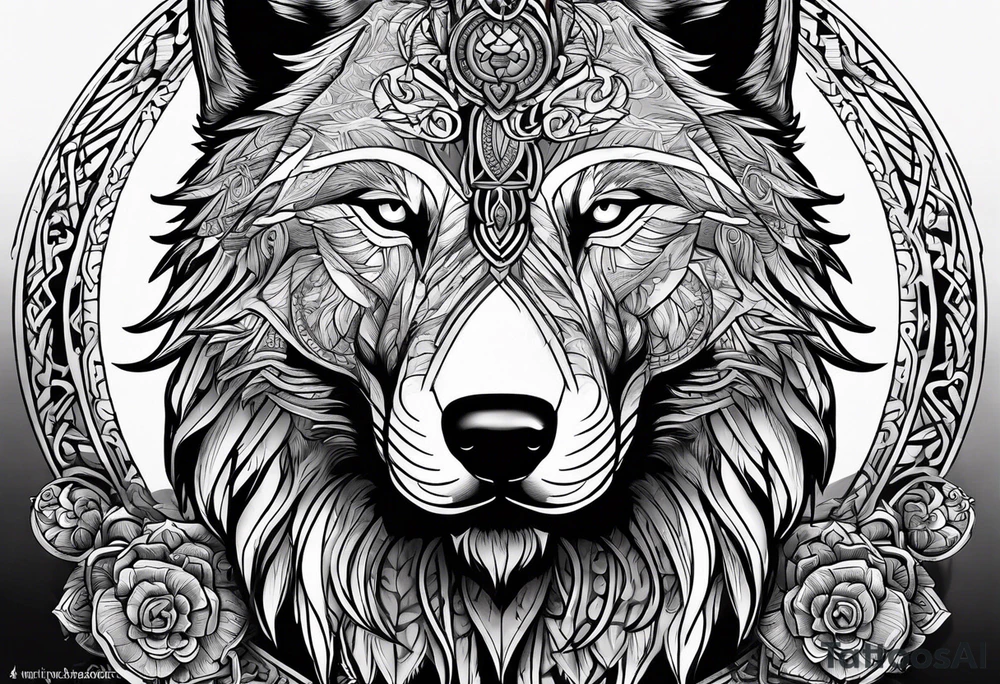 Viking wolf in a Viking style tattoo idea
