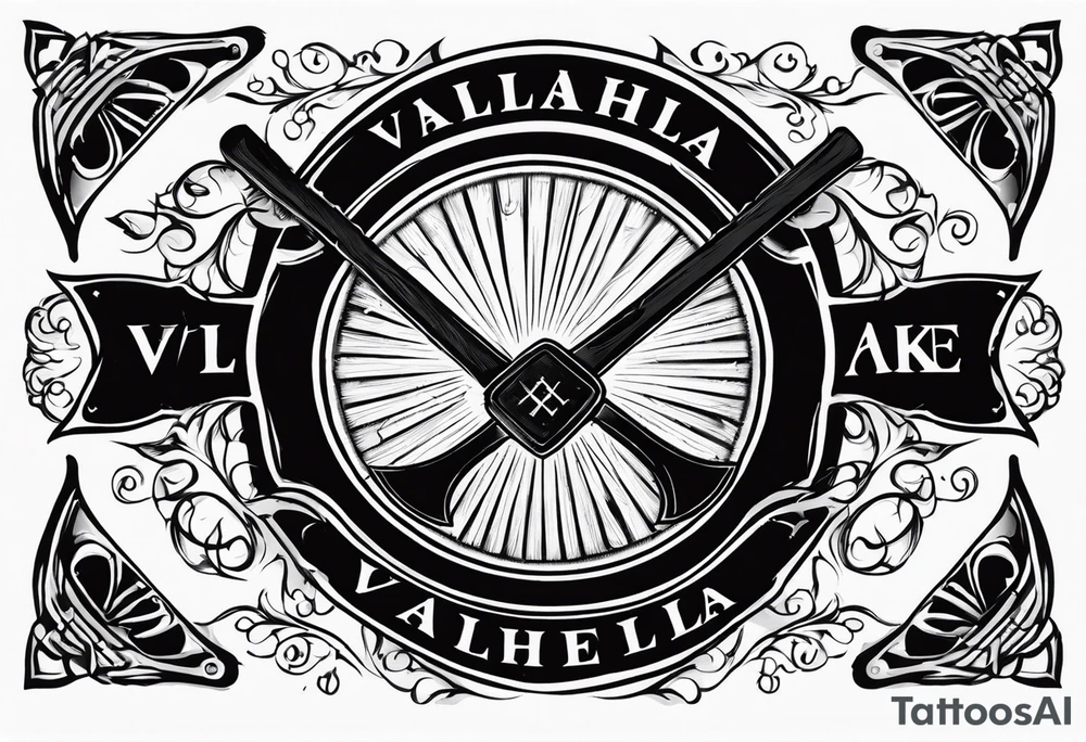 Valhalla round shield dark cloud axe tattoo idea