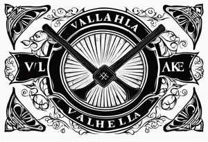 Valhalla round shield dark cloud axe tattoo idea