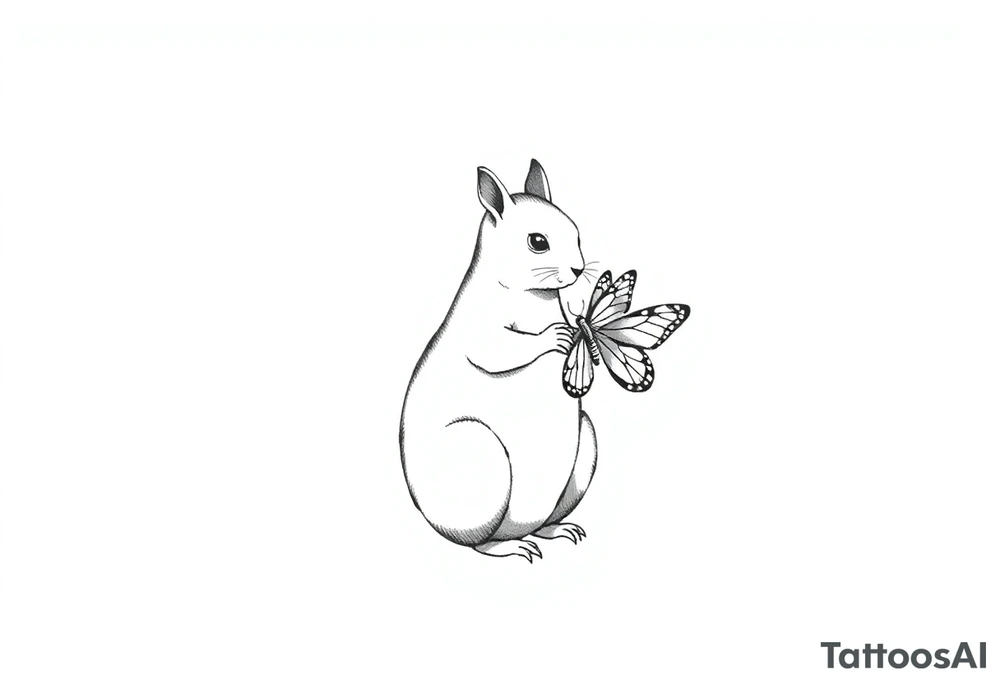 Squirrel holding butterfly tattoo idea