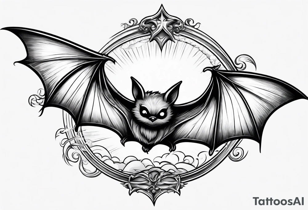 Flying bat tattoo idea