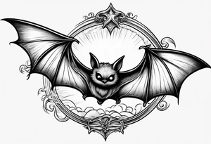 Flying bat tattoo idea