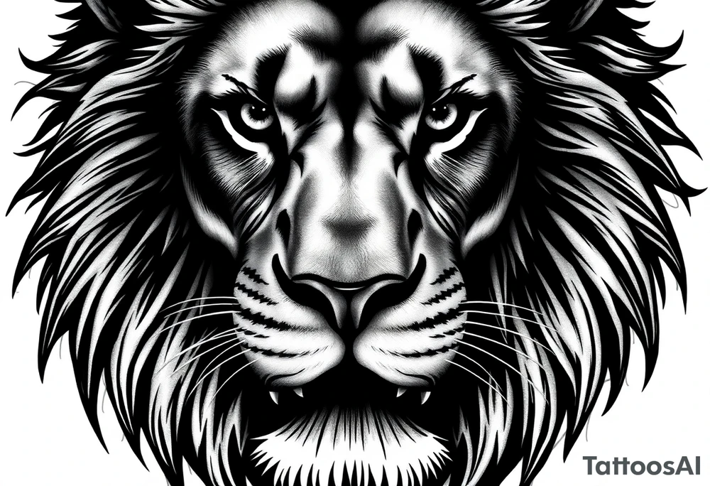 powerful majestic lion, close-up tattoo idea