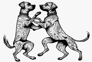 two dogs dancing on their hind legs. tattoo idea
