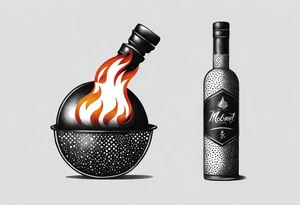 Molotov cocktail bomb with fire tattoo idea