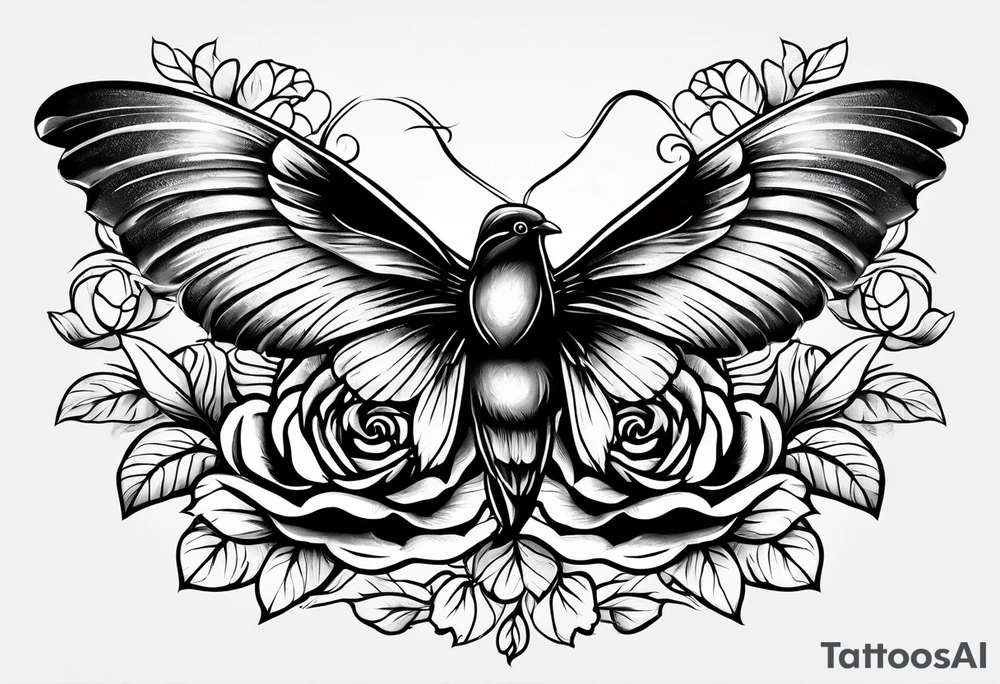 Weiße fliegende Taube mit Rose tattoo idea