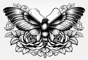 Weiße fliegende Taube mit Rose tattoo idea