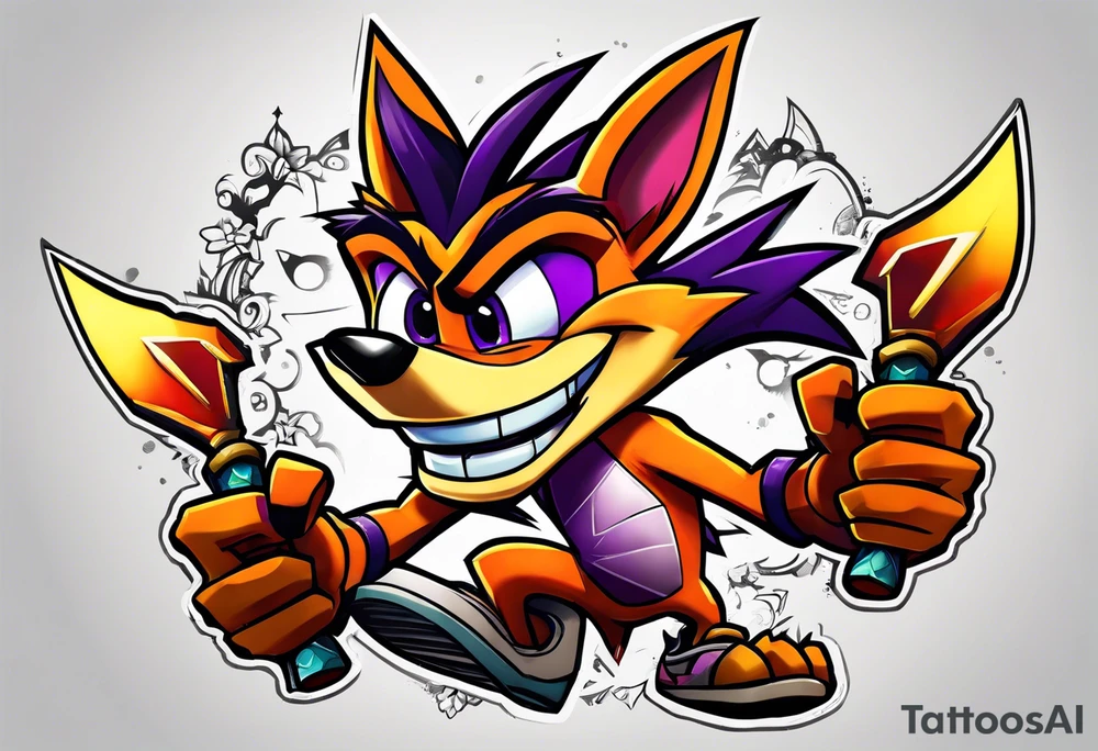 Crash bandicoot with Spyro the dragon tattoo idea