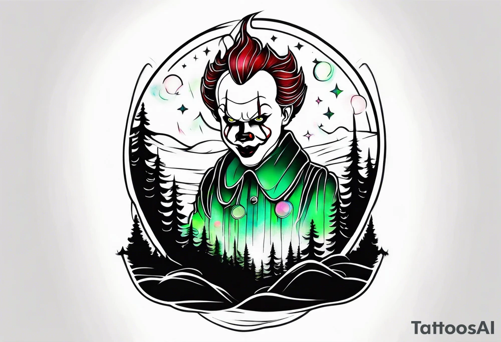 Northern lights with pennywise tattoo idea