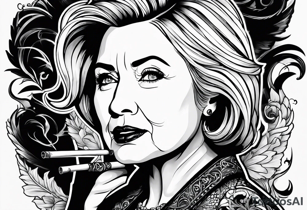 hillary clinton smoking cigarette tattoo idea