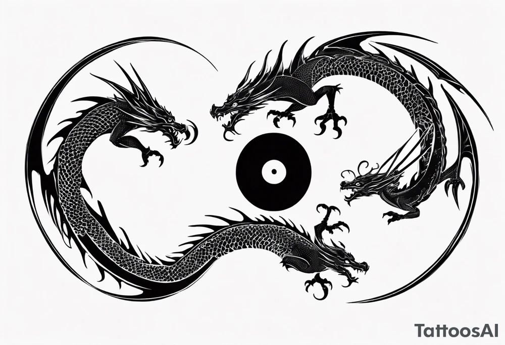 two dragons twirling to make a central yin yang tattoo idea two dragons twirling to make a central yin yang tattoo idea