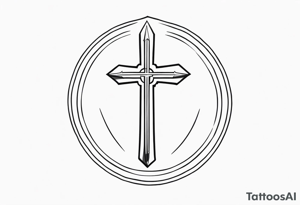 Picture of a simple cross to represent God with an arrow pointing up on top tattoo idea